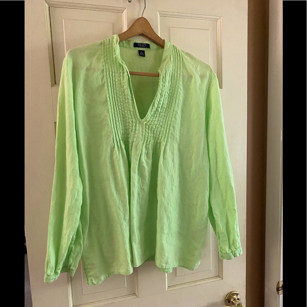Ralph Lauren Chaps linen tunic size XL chartreuse